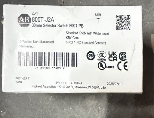 New Allen Bradley 800T-J2A 3 Pos Maintained Selector Switch 800TJ2A ser T