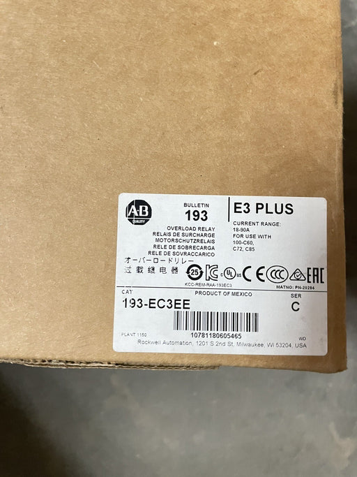ALLEN BRADLEY UNUSED 193-EC3EE /C E3 PLUS OVERLOAD RELAY SOLID STATE DEVICENET