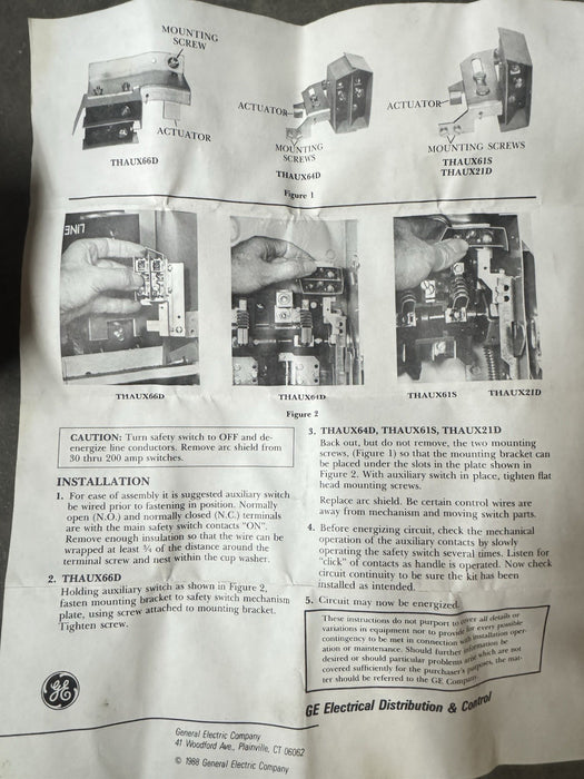 GE AUXILIARY CONTACT KIT THAUX64D NIB