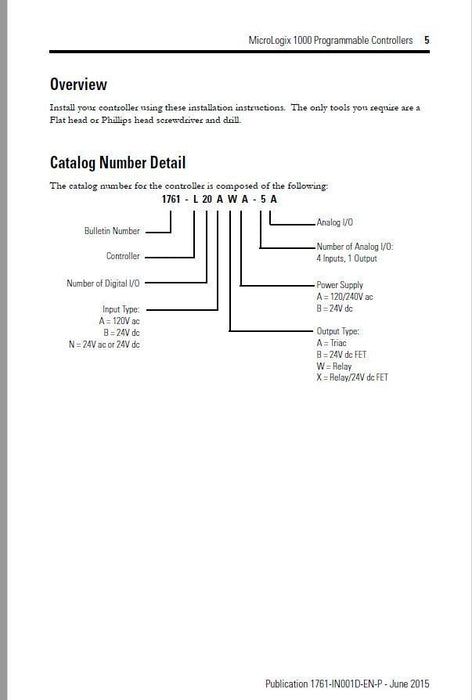 ALLEN BRADLEY MICROLOGIX 1000 1761-L32BWA 120 VAC PLC CONTROLLER DC INPUTS