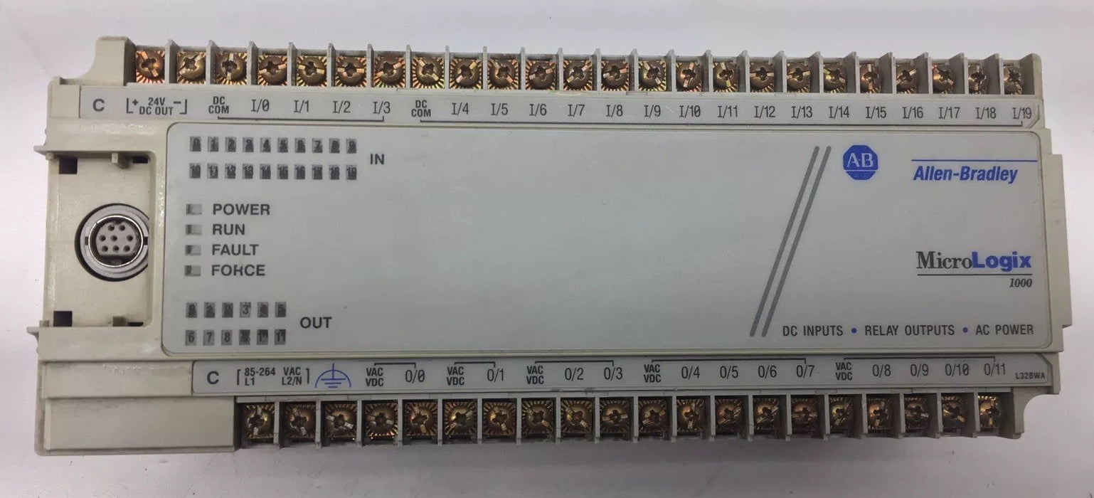 ALLEN BRADLEY MICROLOGIX 1000 1761-L32BWA 120 VAC PLC CONTROLLER DC INPUTS