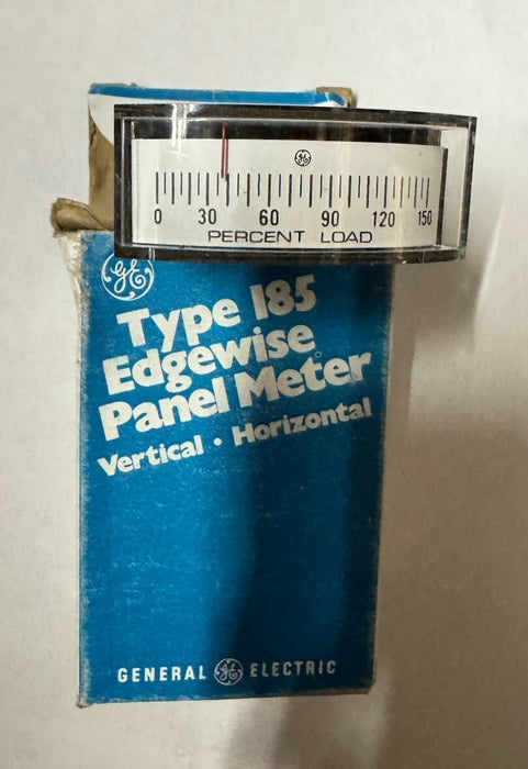 TYPE 185 EDGEWISE PANEL METER BROWNELL ELECTRO GE 0-150 PERCENT LOAD FS=20MMAC