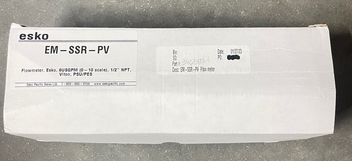 NEW ESKO EM-SSR-PV FLOW METER 0-10 SCALE 6 USGPH 1/2" NPT VITON PSU/PES
