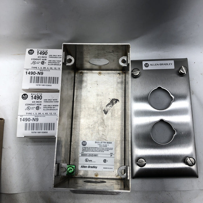 800H-2HZ4M NEW ALLEN-BRADLEY HEAVY DUTY PUSH BUTTON ENCLOSURE 2 HOLE TYPE SS