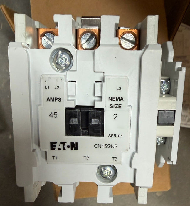 Eaton CN15GN3AB NEMA OPEN 3 POLE CONT SIZE 2 120V COIL 45 AMP SERIES B1 FREEDOM