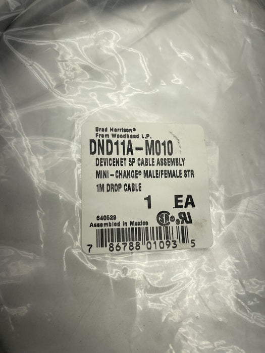 DND11A BRAD HARRISON WOODHEAD DND11A-M010 DEVICENET 5P CABLE MINI-CHANGE 1 METER