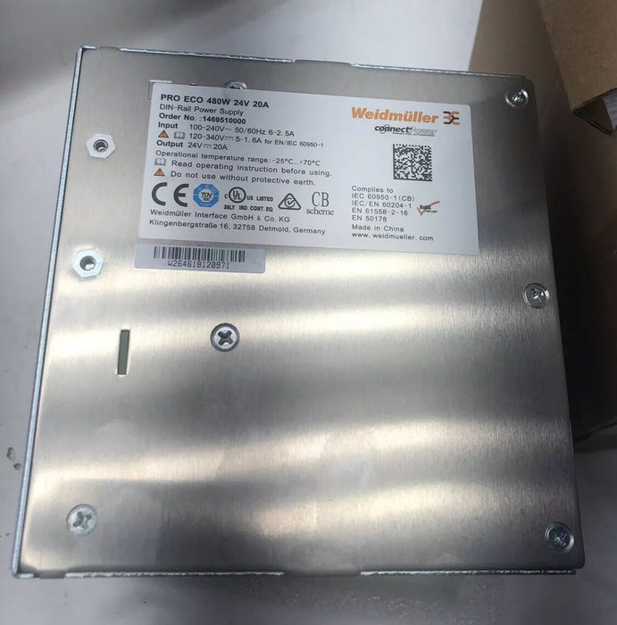 NEW WEIDMULLER 1469510000 PRO ECO 480W 24 VDC 20 AMP POWER SUPPLY