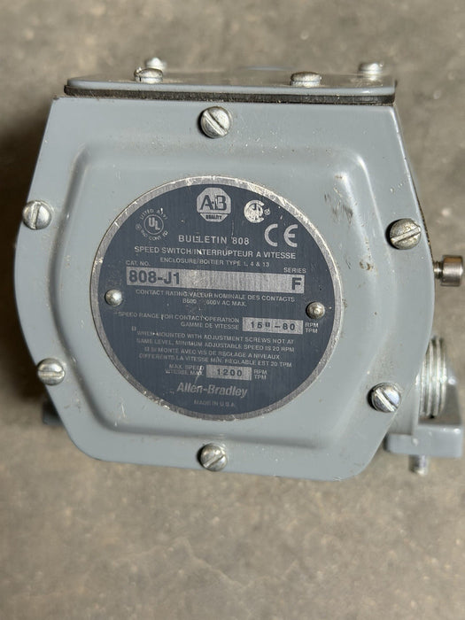 NEW 808-J1 NEW  ALLEN BRADLEY  zero speed Switch 15-80 RPM 808 J1 AB 808J1 NNB