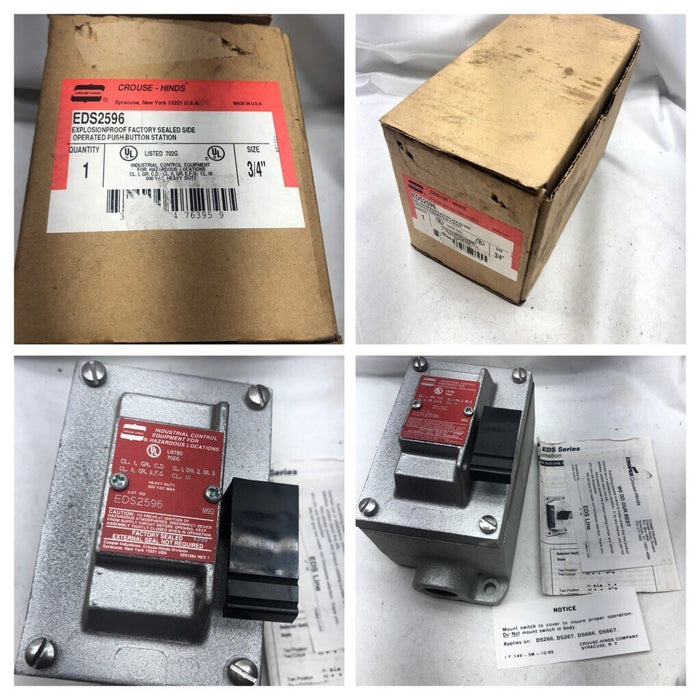 NEW COOPER CROUSE HINDS EDS2596 FACTORY SEALED SIDE OPERATED PUSH BUTTON STATION