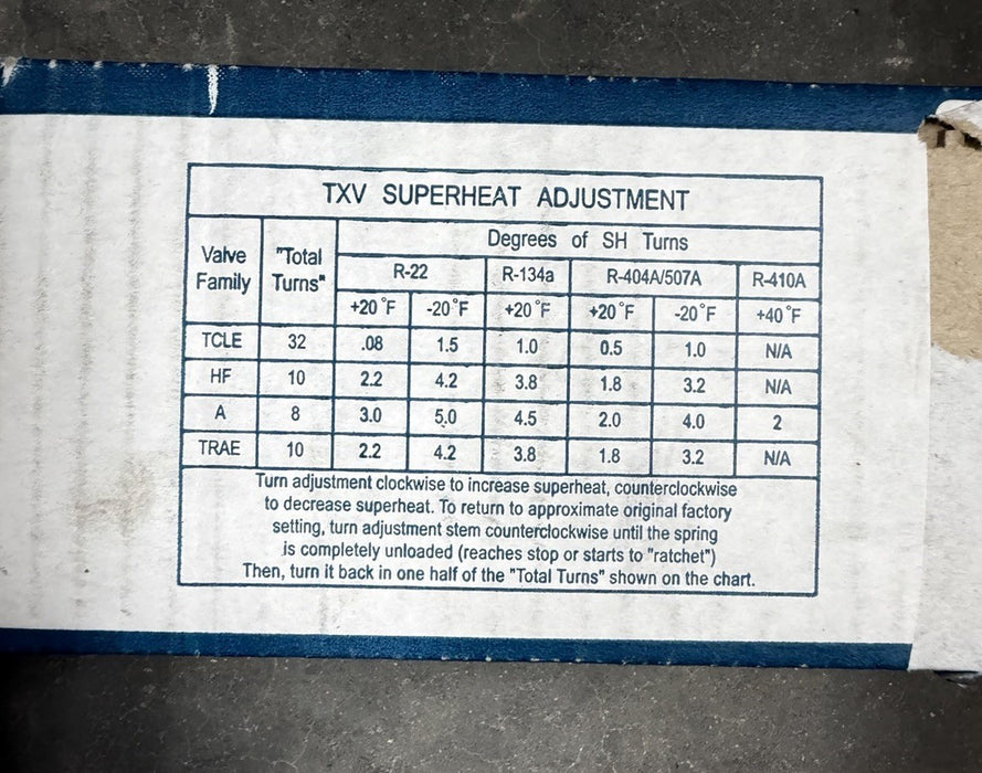NEW Emerson XC-726 HC-2B Thermal Expansion Valve PCN: 056421 -20F TO +50F 10FT