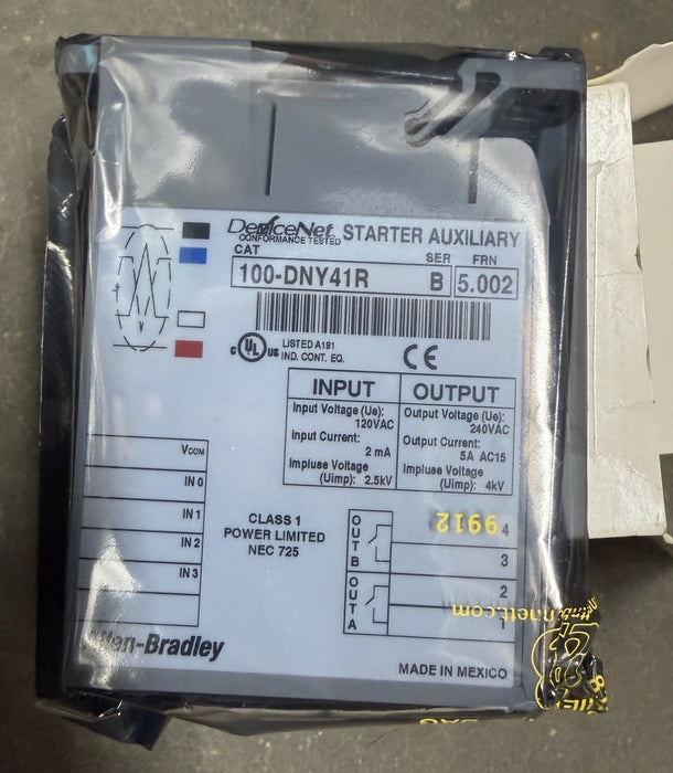 100-DNY41R Allen-Bradley DeviceNet Starter Auxiliary 4in 120V 2 out RELAY DNY41R