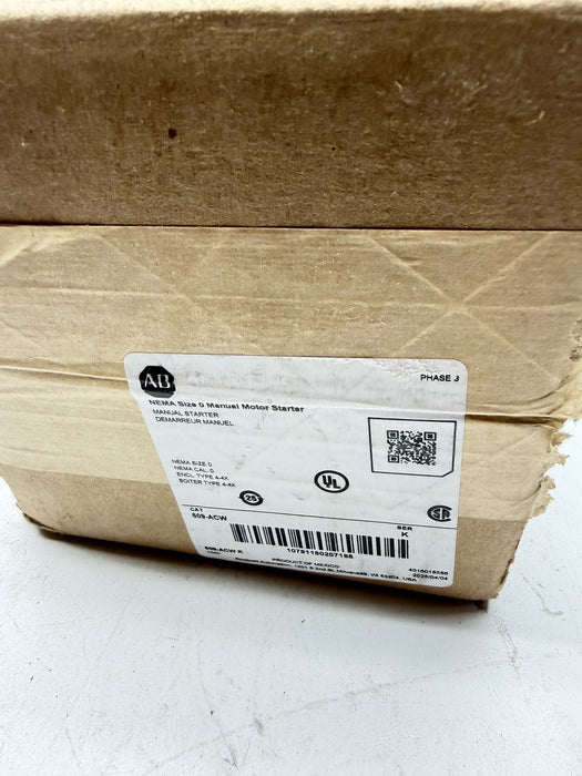NEW  609-ACW ALLEN-BRADLEY 3 PHASE AC MANUAL STARTER SIZE 0 NEMA TYPE 4X NIB