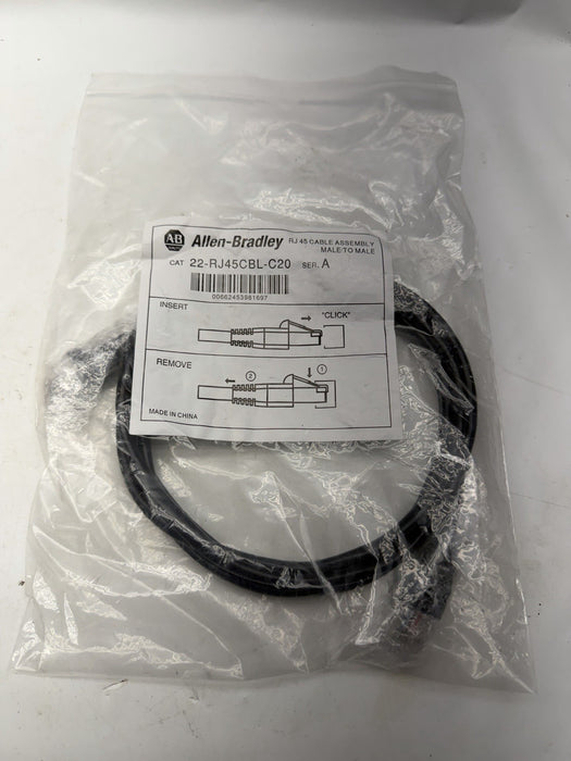 NEW ALLEN BRADLEY 22-RJ45CBL-C20 CABLE SER. A 22RJ45CBLC20