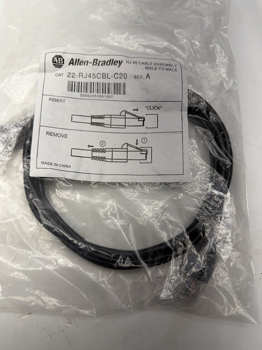 NEW ALLEN BRADLEY 22-RJ45CBL-C20 CABLE SER. A 22RJ45CBLC20