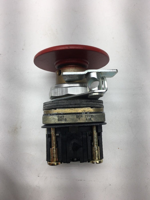Allen Bradley 800T-D6LQD2 Jumbo Mushroom Head Push Button 1 NC Red Lock out tab