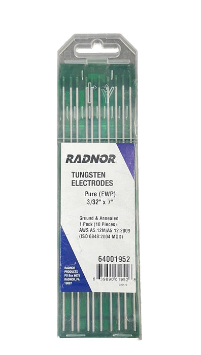 NEW RADNOR 64001952 TUNGSTEN ELECTRODE 3/32" X 7"    10 PACK GROUND AND ANNEALED