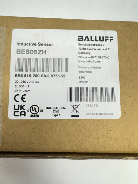 NEW BALLUFF BES05ZH BES 516-200-S8 Sn=2mm 20-250V AC/DC BES 516-200-S8/2.875"-S5