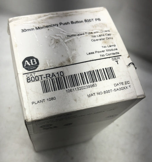 NEW ALLEN-BRADLEY 800T-RA10 ILLUMINATED PUSH BUTTON NO LENS W/ GUARD,800-XA