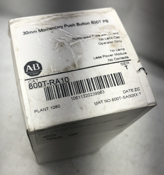 NEW ALLEN-BRADLEY 800T-RA10 ILLUMINATED PUSH BUTTON NO LENS W/ GUARD,800-XA