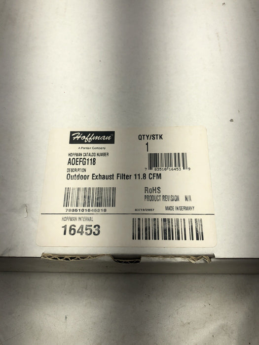 NEW HOFFMAN OUTDOOR EXHAUST FILTER A0EFG118 / 16453 11.8 CFM BY PENTAIR AOEFG118