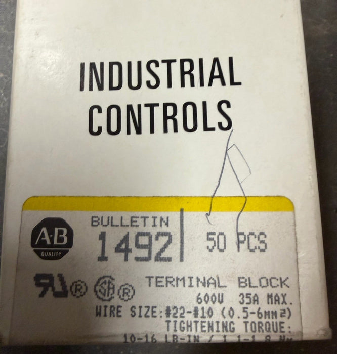 NEW OLD STOCK ALLEN BRADLEY 1492-CD8 TERMINAL BLOCK PACK OF 50
