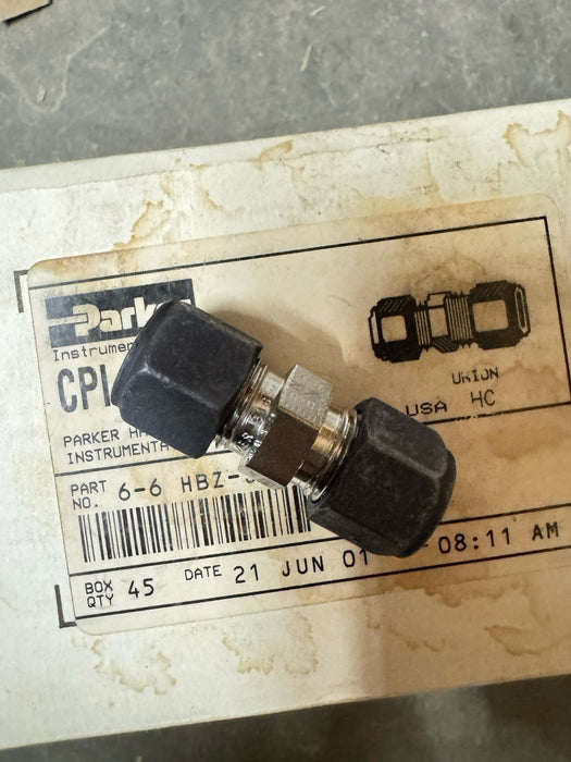 Parker CPI 6-6-HBZ-SS Tube UNION 3/8"x 3/8" Stainless Compression  QTY