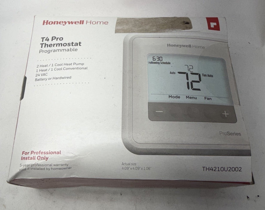 NEW Honeywell TH4210U2002 T4 Pro Programmable Thermostat 2H/1C 1H/1C