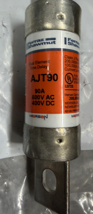Ferraz Shawmut AJT90 Fuse 90A AJT 600V AC AMP-TRAP DUAL ELEMENT TIME DELAY