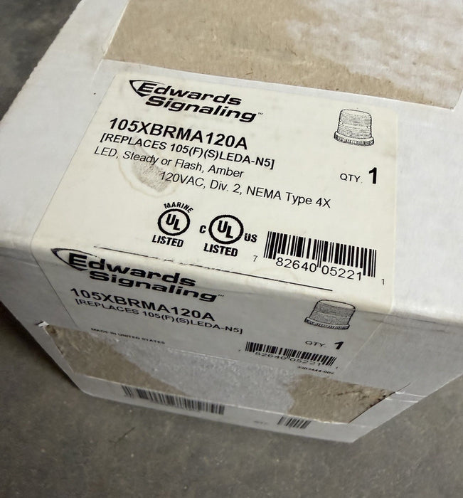 EDWARDS SIGNALING 105XBRMA120A Warning Light,LED,120VAC,Amber STEADY OR FLASH
