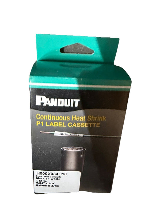 H000X034H1C NEW PANDUIT P1 LABEL CASSETTE .34" X 8.0' BLACK CONT HEAT SHRINK