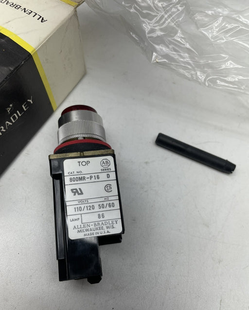 New In Box Allen Bradley 800MR-P16R SER D PILOT LIGHT SMALL RED CAP 120VAC XFMER