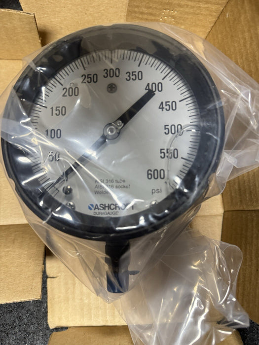 45-1279-SSL-02L-600# ASHCROFT 1279 BELLOWS GAUGE 0-600PSI SOLID FACE GLYCERINE