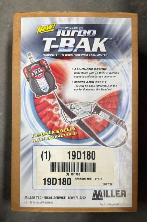 Miller Turbo T-BAK 7.5-Foot Tie-Back Personal Fall Limiter MFLT-2/7.5FT 19D180