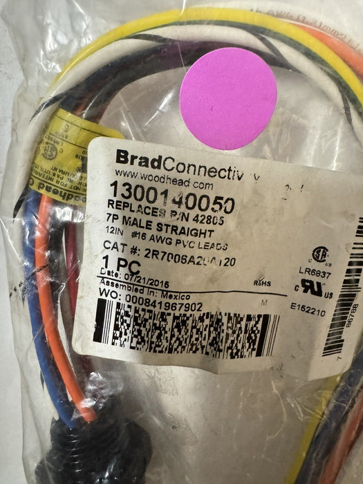 BradConnectivity 1300140050 42805 7P MALE Straight 12" MINI RECEPTACLE 2R7006A20