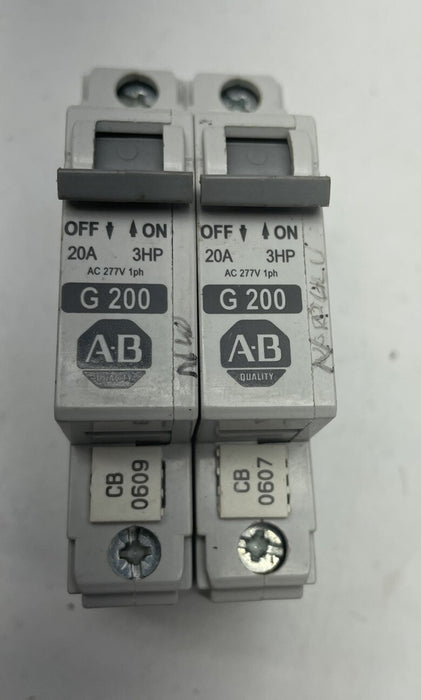 LOT OF 2 1492-CB1 3HP 20 AMP ALLEN BRADLEY MANUAL MOTOR CONTROLLER G 200 G200