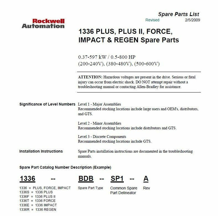 NEW ALLEN-BRADLEY 1336-QOUT-SP25A TSTR ASSY 1336STG 480V 250-450HP 74100-818-25