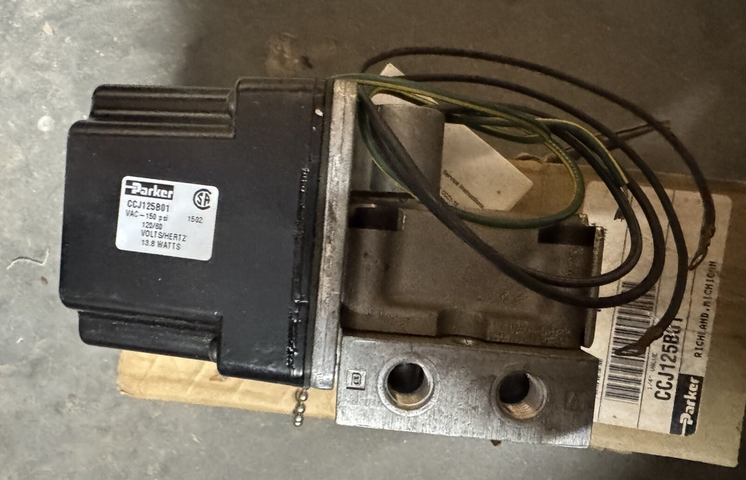CCJ125B01 PARKER SCHRADER BELLOW SOLENOID VALVE 1/4"NPT 120VAC VAC-150 PNEUMATIC