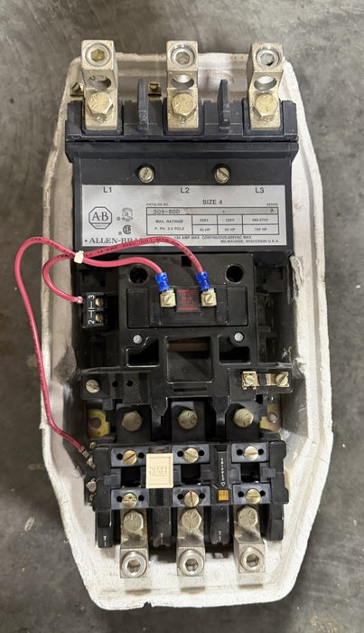 ALLEN BRADLEY 509-EOD Nema Size 4 Starter Contactor Overload Block Auxillary