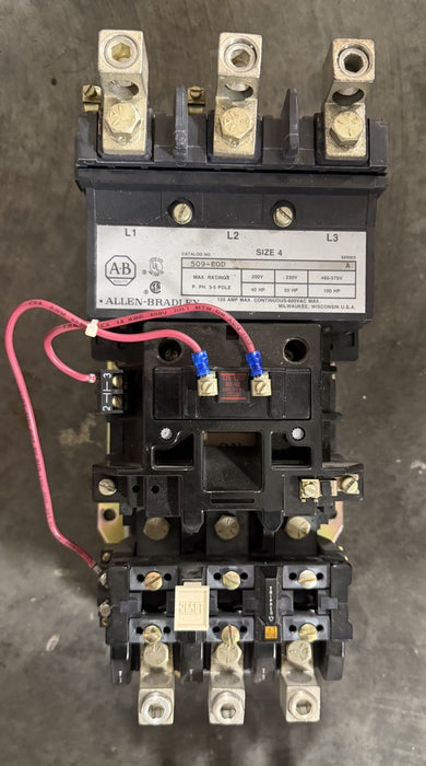 ALLEN BRADLEY 509-EOD Nema Size 4 Starter Contactor Overload Block Auxillary