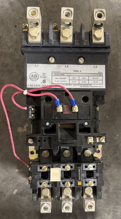 ALLEN BRADLEY 509-EOD Nema Size 4 Starter Contactor Overload Block Auxillary