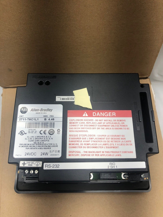NEW 2711-T6C1L1 Allen-Bradley 2711 PanelView 600 HMI RIO REMOTE I/O 2711-T6