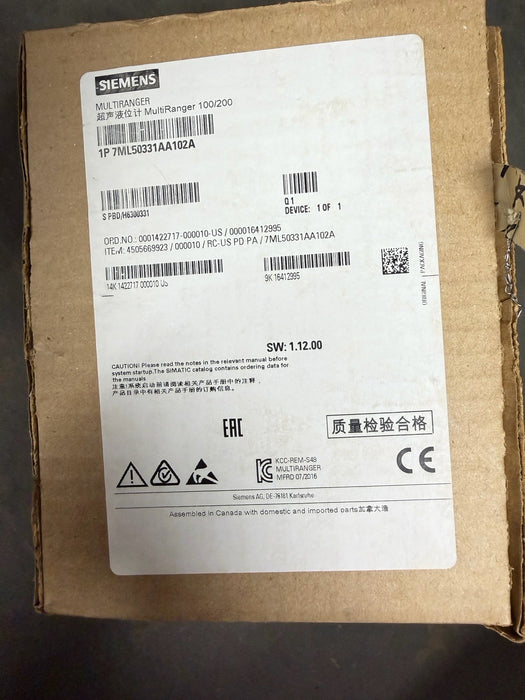 SIEMENS 1P7ML50331AA102A MULTIRANGER 100 /200 7ML5033-1AA10-2A MILLTRONICS LEVEL