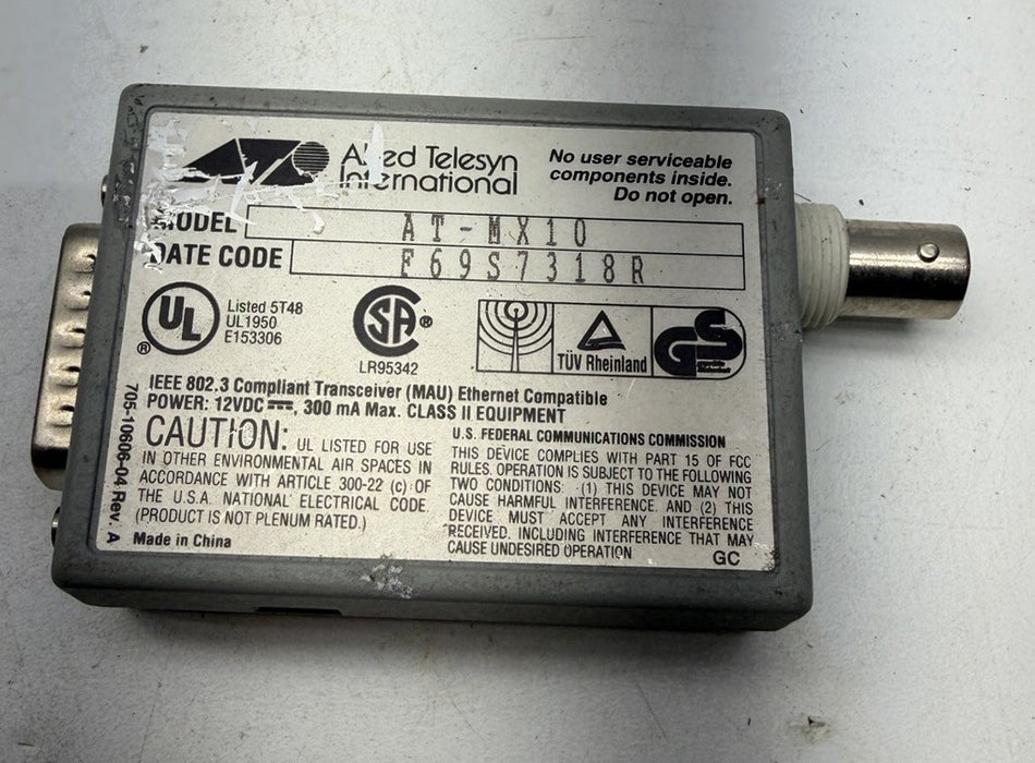 CentreCom MX10 MicroTransceiver 10 base 2   (MAU) AT-MX10
