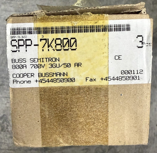 LOT OF 3 EATON COOPER BUSSMAN SEMITRON SPP-7K800 / SPP7K800 NIB  Fuses 800 Amp