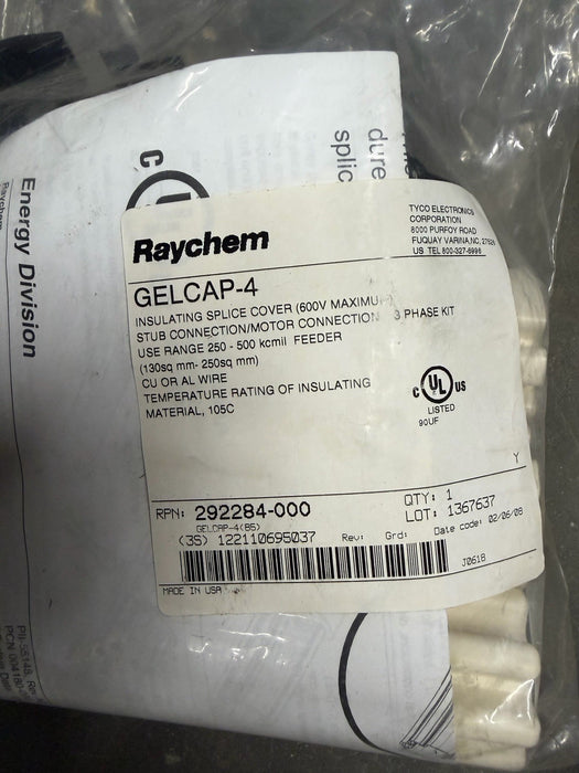 Raychem GELCAP-4 Insulating Splice Cover for 600V Cable sealed GEL CAP 4