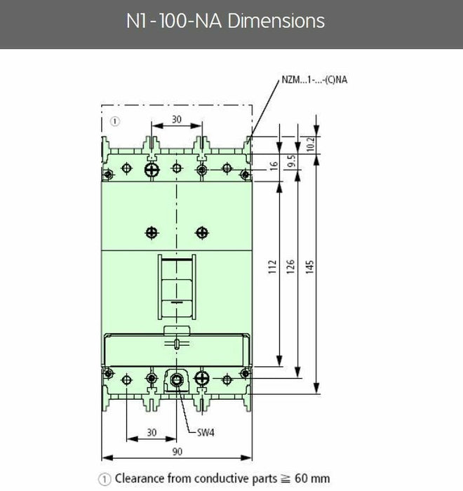 NEW MOELLER N1-100-NA 3-POLE MOLDED CASE DISCONNECT CIRCUIT BREAKER 100A EATON