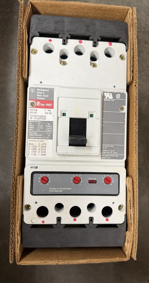 HMCP400W5W  westinghouse 400 amp motor circuit protector breaker hmcp