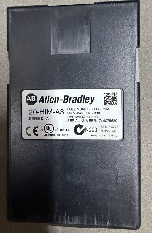 ALLEN BRADLEY 20-HIM-A3 VFD HIM SER A 20HIMA3 DRIVE DISPLAY CONTROL PANEL KEYPAD