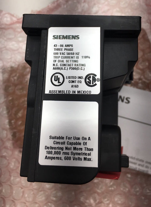 NEW SIEMENS ESP100 FURNAS CONTROL 958L10935U  SOLID STATE OVERLOAD  43-86 AMPS
