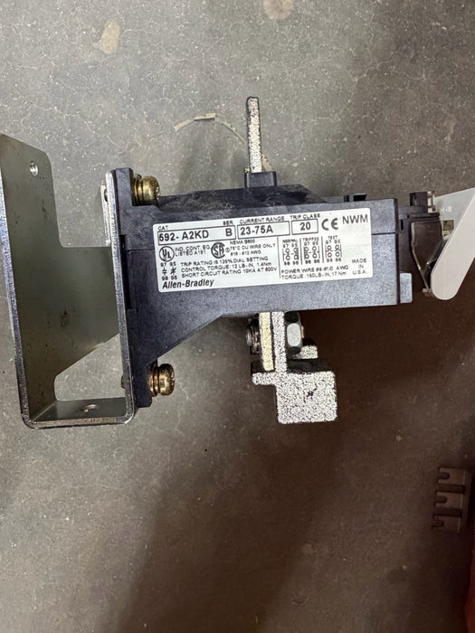 ALLEN BRADLEY 592-A2KD-B OVERLOAD RELAY SMP 23-75 AMP MOTOR OVERLOAD